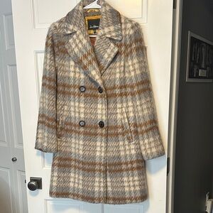 Sam Edelman Brown, Blue and Cream Plaid Pea Coat